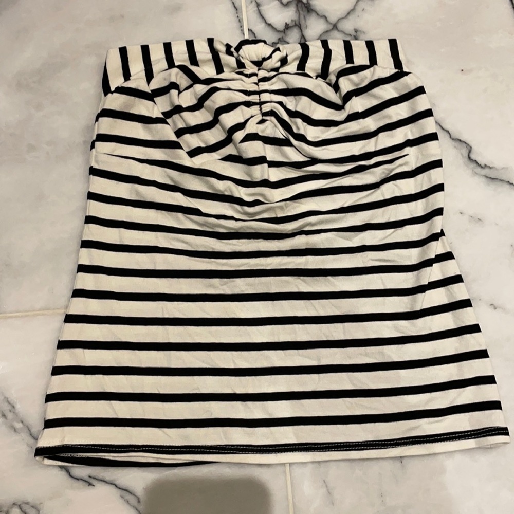 Corey Lynn Calter tube top never worn with tags!! Black and ivory stripe size S